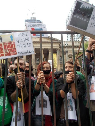 Protestors behind bars in Melbourne