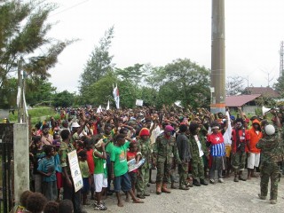 Hundreds to thousands of Papuans joined the rally  in Timika calling for a referendum 