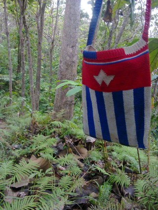 These traditional West Papuan yum/bilum bags are handmade in the West Papuan bush. Strong and durable, this comes in the design of the West Papuan flag.
