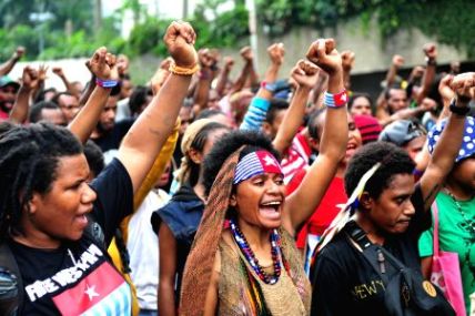 West Papuan students demonstrating in Jakarta 