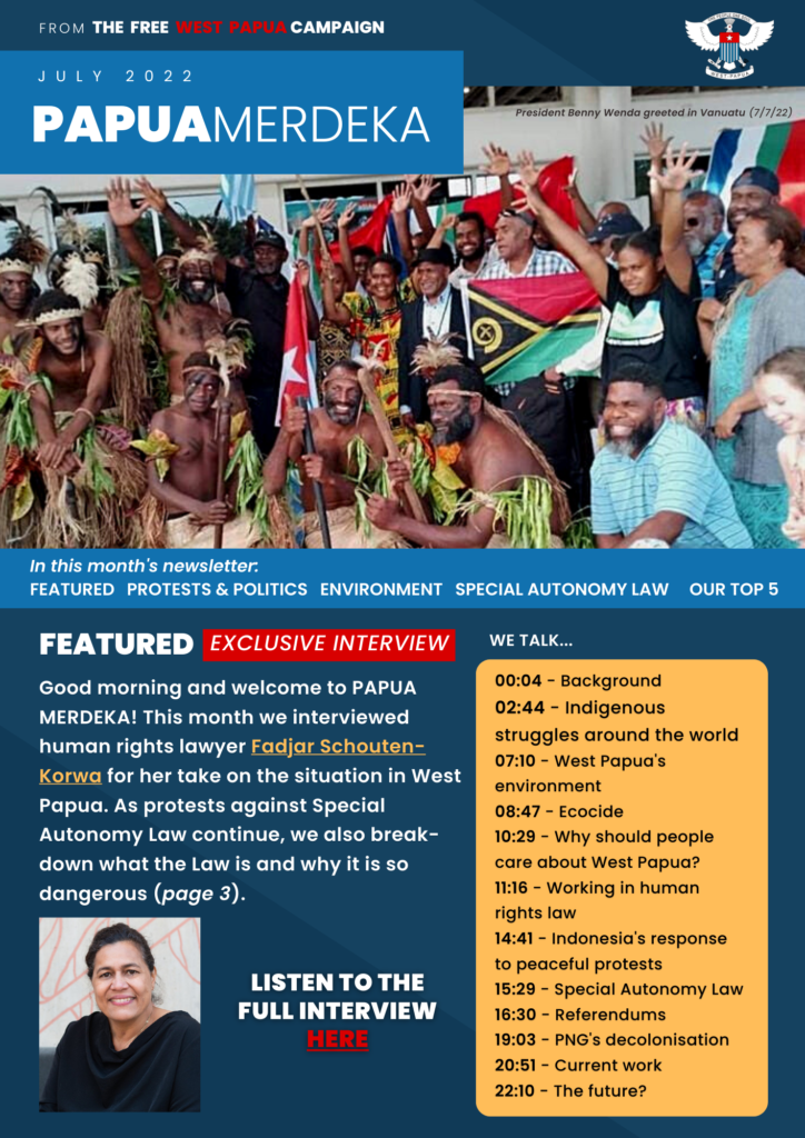 July 2022 Newsletter Free West Papua Campaign